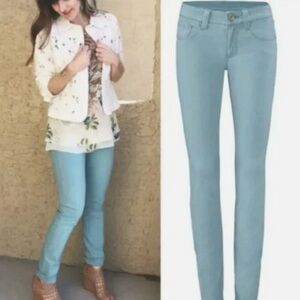 Cabi Jeans Skinny Ankle Pants Teal Blue Green Solid Style 5169 SZ 2 Cotton Blend